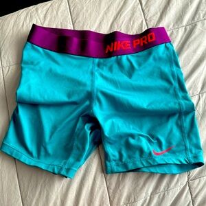 pink, green and blue nike pros, like new!